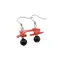 Cercei cu agatatoare Obsidian negru sfera 8mm si Coral roz freeform cu elemente argintii