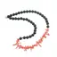 Colier Obsidian negru sfere 8mm si Coral roz freeform 6-15mm centrat cu elemente aurii