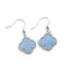 Cercei cu agatatoare Agat bleu trifoi cu montura argintie, 18mm