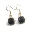 Cercei cu agatatoare Obsidian patrat cu montura aurie, 15mm