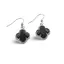 Cercei cu agatatoare Obsidian trifoi cu montura argintie, 18mm