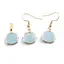 Set Cercei cu agatatoare si Pandantiv Agat bleu patrat cu montura aurie, 15mm