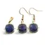 Set Cercei cu agatatoare si Pandantiv Lapis Lazuli patrat cu montura aurie, 15mm