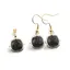Set Cercei cu agatatoare si Pandantiv Obsidian patrat cu montura aurie, 15mm