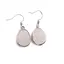 Cercei cu agatatoare Cuart roz oval cu montura argintie, 20mm