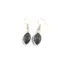 Cercei cu agatatoare Obsidian oval ascutit cu montura aurie, 22mm