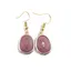 Cercei cu agatatoare Rodonit roz oval cu montura aurie, 20mm