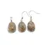 Set Cercei cu agatatoare si Pandantiv Agat dendritic oval cu montura argintie, 20mm