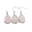 Set Cercei cu agatatoare si Pandantiv Cuart roz oval cu montura argintie, 20mm