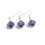 Set Cercei cu agatatoare si Pandantiv Lapis Lazuli trifoi cu montura aurie, 18mm