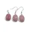 Set Cercei cu agatatoare si Pandantiv Rodonit roz oval cu montura argintie, 20mm
