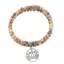 Bratara tripla ajustabila cu cristale naturale Agat crazy lace sfere 4mm cu charm floare de lotus argintiu