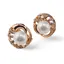 Cercei din cupru placat cu aur roz 18k model floare cu perla, 14mm
