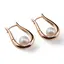 Cercei din cupru placat cu aur roz 18k model harpa cu perla, 22mm