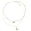 Lant dublu din inox placat cu aur galben 18k, pandantiv fluturi