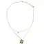 Lant dublu din inox placat cu aur roz 18k, pandantiv LOVE ALONE COULD WAKEN LOVE si zirconiu