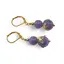 Cercei cu agatatoare Angelit violet sfere si flori aurii, 8-10mm