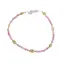 Bratara Peridot neuniform si Turmalina roz sfere cu Argint 925, 3-6mm