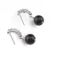 Cercei cu surub Turmalina neagra si baza de Argint 925 semirotunda cu zirconii, 8mm