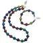 Set colier si bratara Roca vulcanica multicolora sfere, 4-10mm