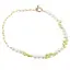 Colier Peridot briolete 7mm si Perle de cultura 8mm, cu inox auriu