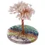 Copac Cuart roz chipsuri pe baza rotunda din rasina cu cristale 7 chakre, 9cm
