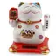Pisica norocoasa Maneki Neko alba cu peste Koi - solara, 11cm
