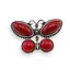 Brosa fluture cu Coral rosu, 44mm