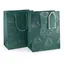 Punga pentru cadou dreptunghiulara verde cu model festiv, 23x18cm