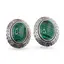 Cercei cu clipsuri Malachit in montura argintie - model oval, 27mm