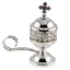 Vas pentru ardere tamaie si ierburi cu maner, metal argintiu, 13cm