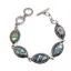 Bratara Scoica Abalone cu montura din metal, model oval ascutit