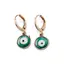 Cercei aurii cu agatatoare leverback, Ochiul protector verde inchis, 10mm