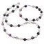 Set colier si bratara Agat mov, Goldstone albastru si Coral sfere cu bumbi argintii, 8mm