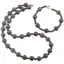 Set colier si bratara Obsidian fulg de nea maro sfere, 4-10mm