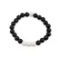 Bratara pe elastic Obsidian si Coral alb, 8mm