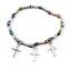 Bratara pe elastic cu Hematit electroplacat, elemente argintii si cruci charm