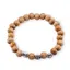 Bratara pe elastic cu lemn natural, elemente decorative argintii cu motive traditionale