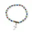 Bratara pe elastic cu margele multicolore, elemente aurii si cruce charm