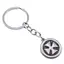 Breloc cu element rotund si cruce, argintiu - 8,5cm