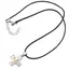 Colier cu pandantiv cruce argintie si auriu cu simbolul Alpha si Omega, 32mm
