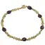 Bratara Peridot banuti 3-4mm si Granat neregulat 5-8mm cu bumbi aurii