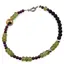 Bratara Peridot discuri fatetate 5mm cu Granat si Onix negru mat sfere 3-4mm