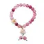 Bratara pe elastic cu Agat roz sfere 8mm si charm Maneki Neko