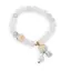 Bratara pe elastic cu Cuart gri deschis sfere 8mm si charm Maneki Neko