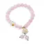 Bratara pe elastic cu Cuart roz sfere 8mm si charm Maneki Neko