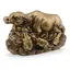 Statueta Feng Shui Bivol cu pui si bolul prosperitatii din rasina, 9,5cm