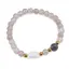 Bratara Agat gri sfere 6mm, Larvikit 8mm si luna din Sidef 12mm cu bumbi aurii