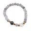Bratara Cuart gri sfere 6mm, Larvikit 8mm si steluta din Sidef 10mm cu bumbi aurii