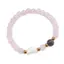 Bratara Cuart roz sfere 6mm, Larvikit 8mm si luna din Sidef 12mm cu bumbi aurii